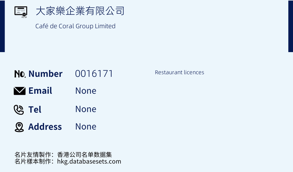 大家樂企業有限公司 Business Card Sample