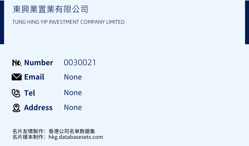 東興業置業有限公司 Business Card Sample