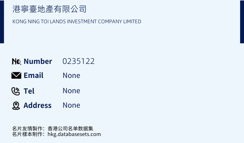 港寧臺地產有限公司 Business Card Sample