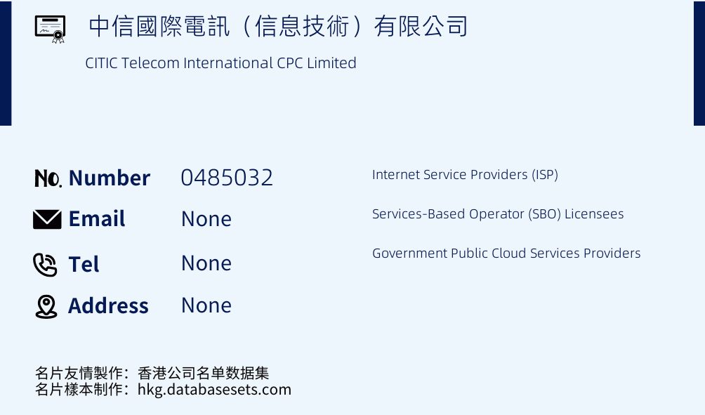 中信國際電訊（信息技術）有限公司 Business Card Sample