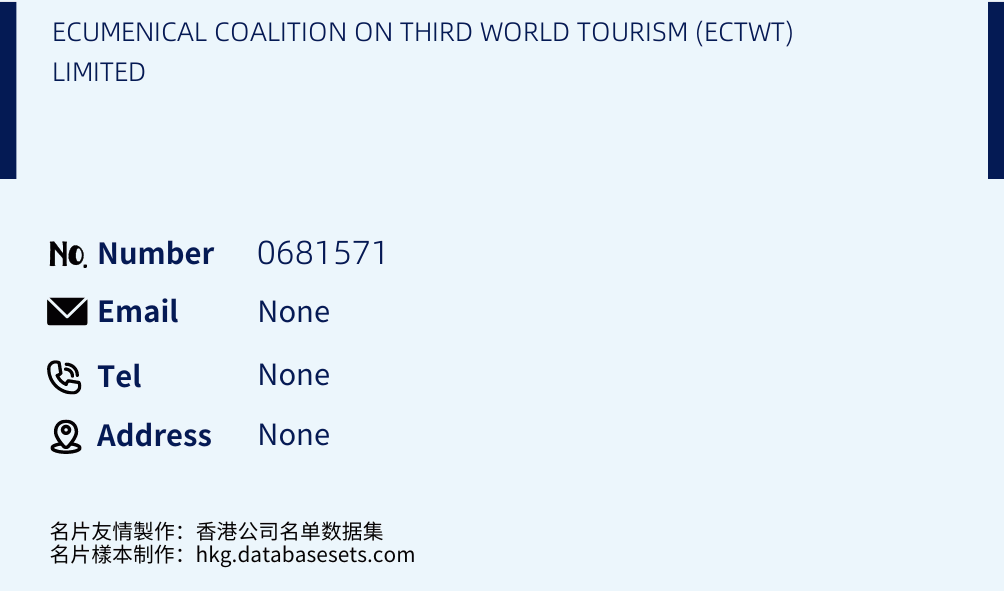 ECUMENICAL COALITION ON THIRD WORLD TOURISM (ECTWT) LIMITED Business Card Sample