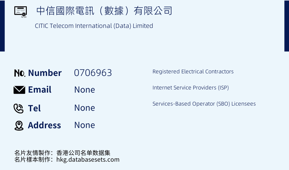 中信國際電訊（數據）有限公司 Business Card Sample