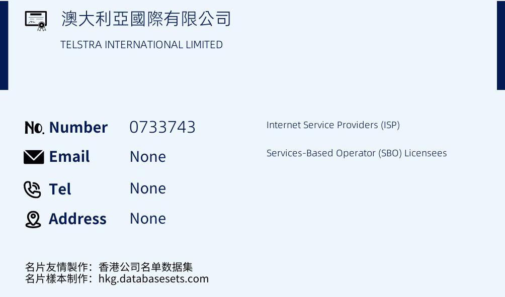 澳大利亞國際有限公司 Business Card Sample