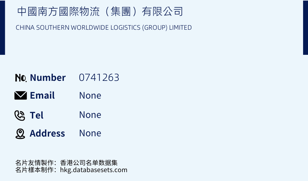 中國南方國際物流（集團）有限公司 Business Card Sample