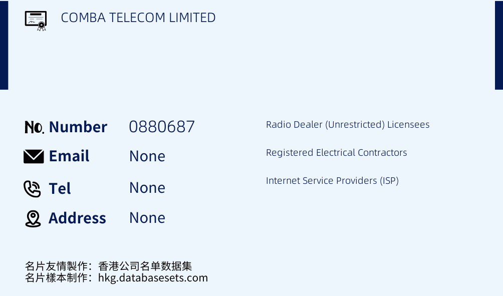COMBA TELECOM LIMITED Business Card Sample