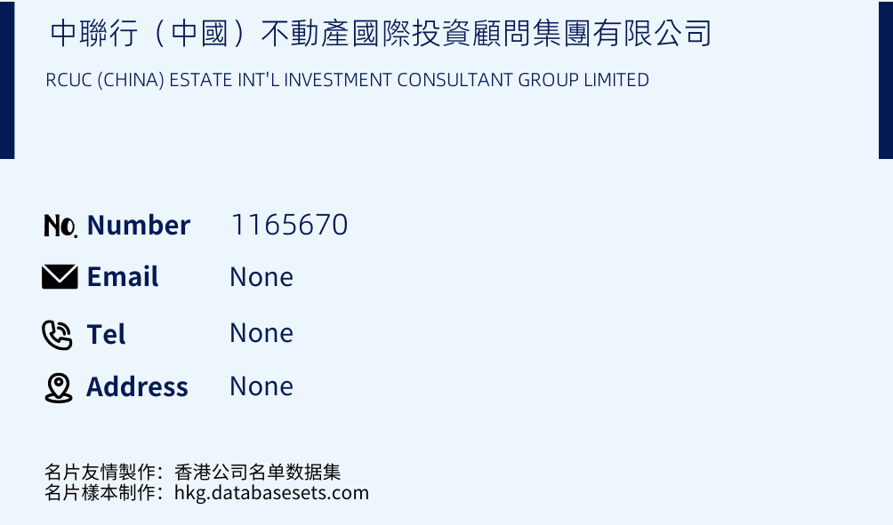 中聯行（中國）不動產國際投資顧問集團有限公司 Business Card Sample