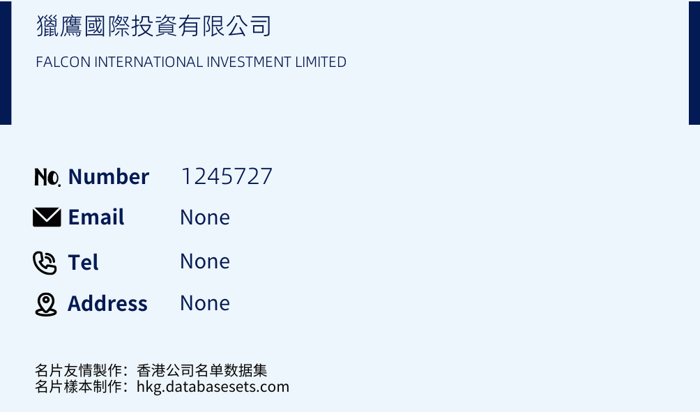 獵鷹國際投資有限公司 Business Card Sample