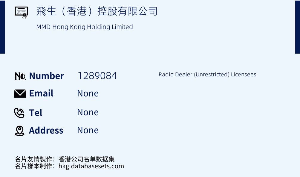 飛生（香港）控股有限公司 Business Card Sample