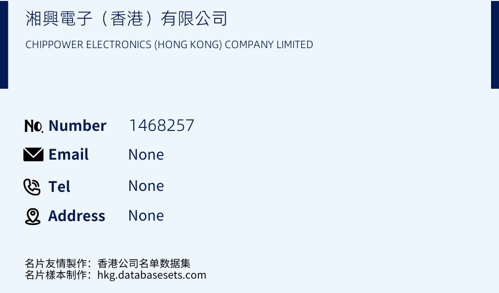 湘興電子（香港）有限公司 Business Card Sample
