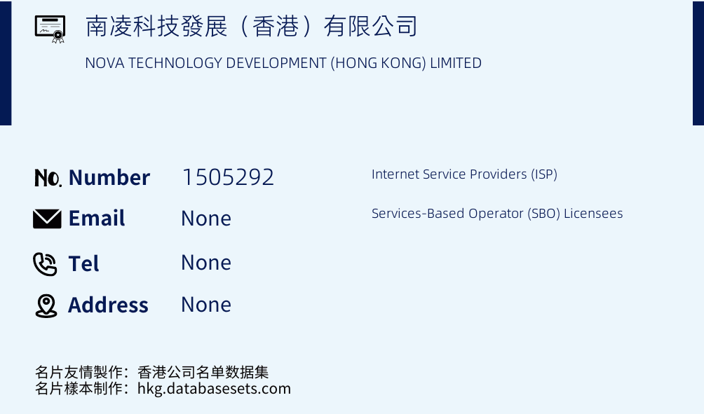 南凌科技發展（香港）有限公司 Business Card Sample