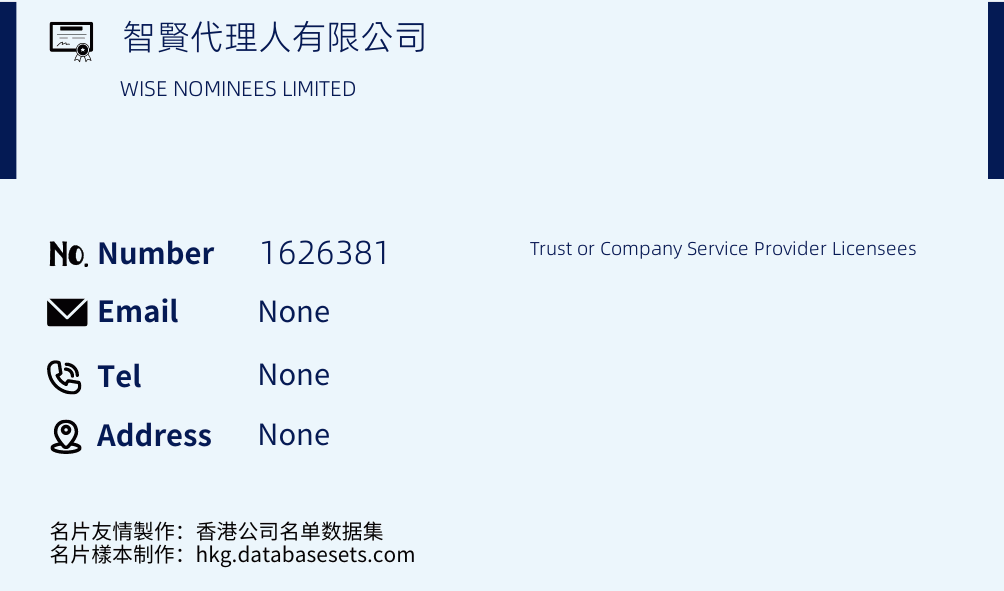 智賢代理人有限公司 Business Card Sample