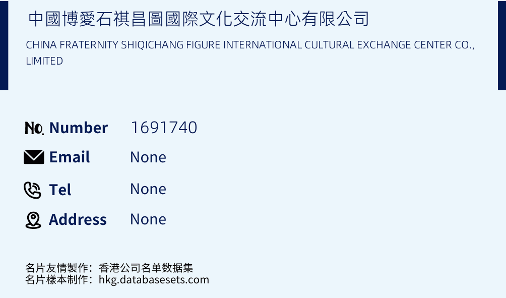 中國博愛石祺昌圖國際文化交流中心有限公司 Business Card Sample