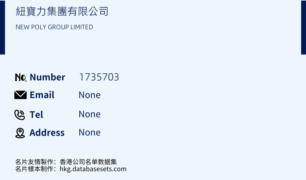 紐寶力集團有限公司 Business Card Sample