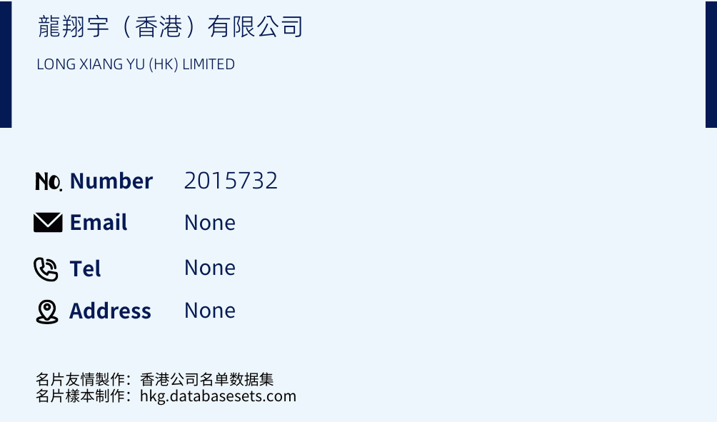 龍翔宇（香港）有限公司 Business Card Sample