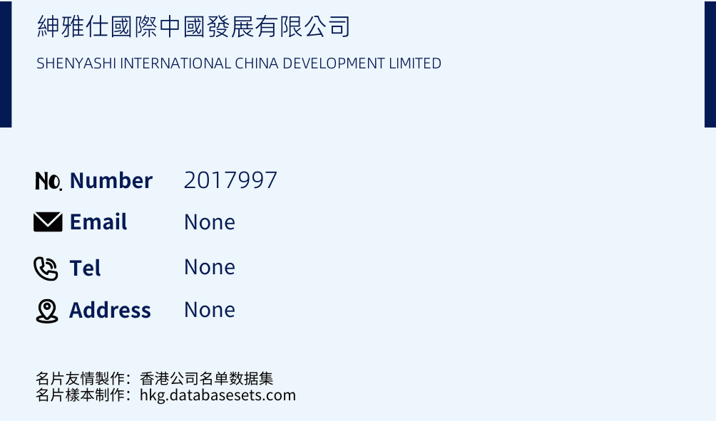 紳雅仕國際中國發展有限公司 Business Card Sample