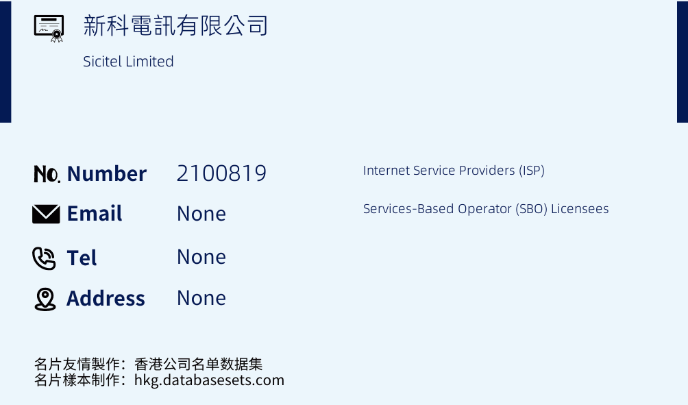 新科電訊有限公司 Business Card Sample