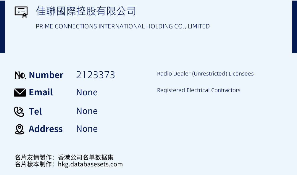 佳聯國際控股有限公司 Business Card Sample