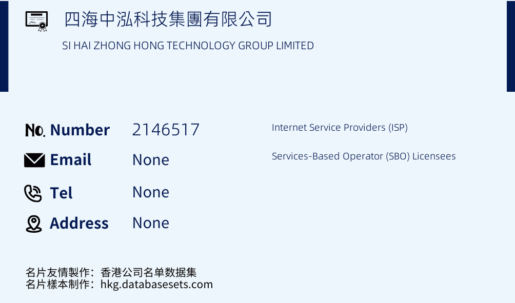 四海中泓科技集團有限公司 Business Card Sample