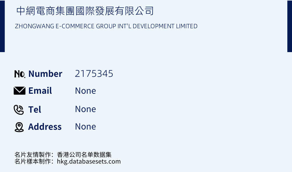 中網電商集團國際發展有限公司 Business Card Sample