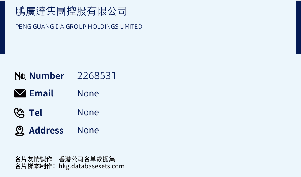 鵬廣達集團控股有限公司 Business Card Sample
