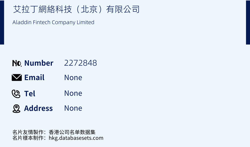 艾拉丁網絡科技（北京）有限公司 Business Card Sample