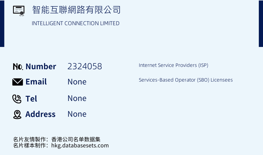 智能互聯網路有限公司 Business Card Sample