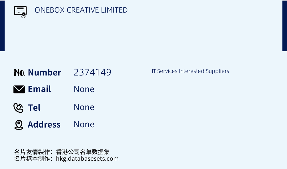 ONEBOX CREATIVE LIMITED Business Card Sample