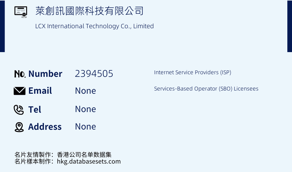 萊創訊國際科技有限公司 Business Card Sample