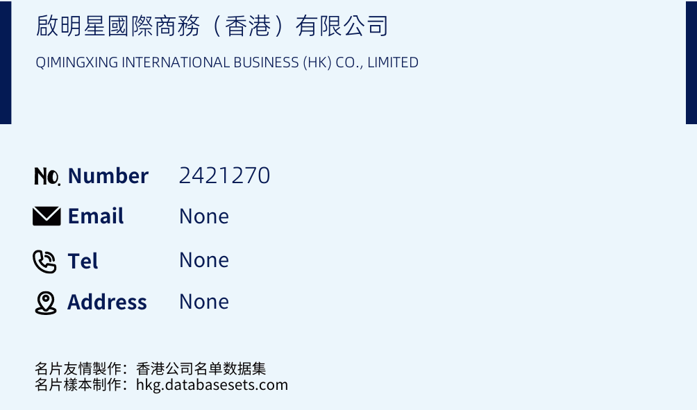 啟明星國際商務（香港）有限公司 Business Card Sample