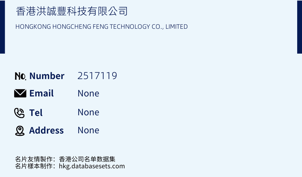 香港洪誠豐科技有限公司 Business Card Sample