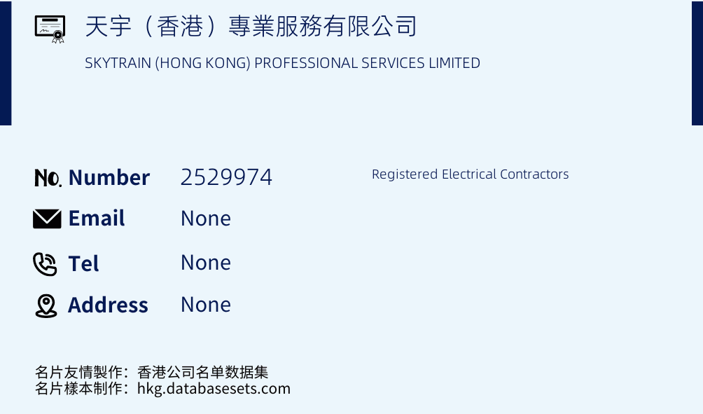 天宇（香港）專業服務有限公司 Business Card Sample
