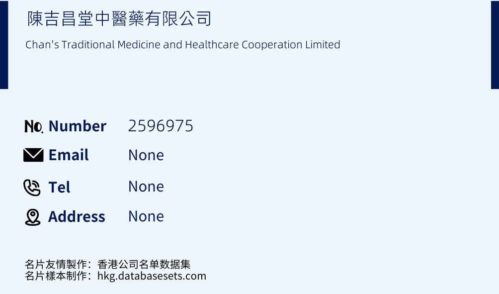 陳吉昌堂中醫藥有限公司 Business Card Sample
