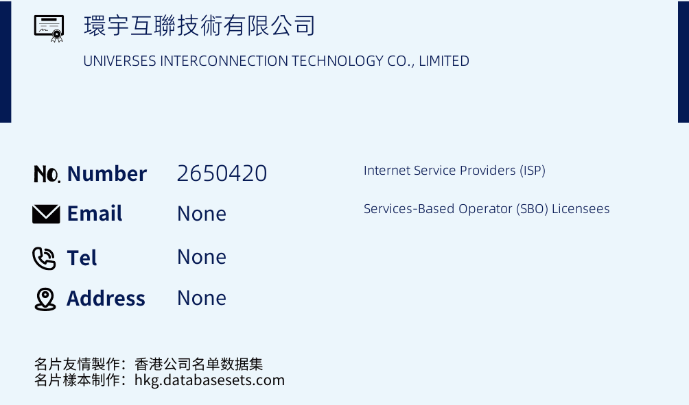 環宇互聯技術有限公司 Business Card Sample