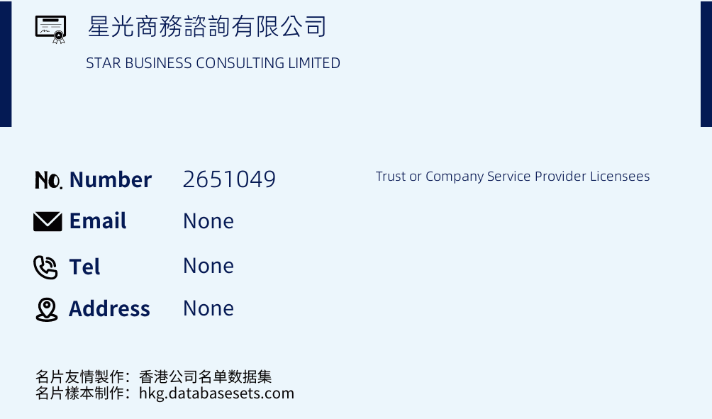 星光商務諮詢有限公司 Business Card Sample