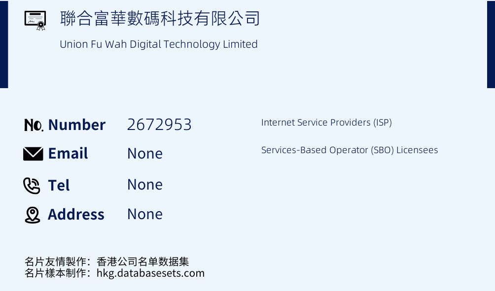 聯合富華數碼科技有限公司 Business Card Sample