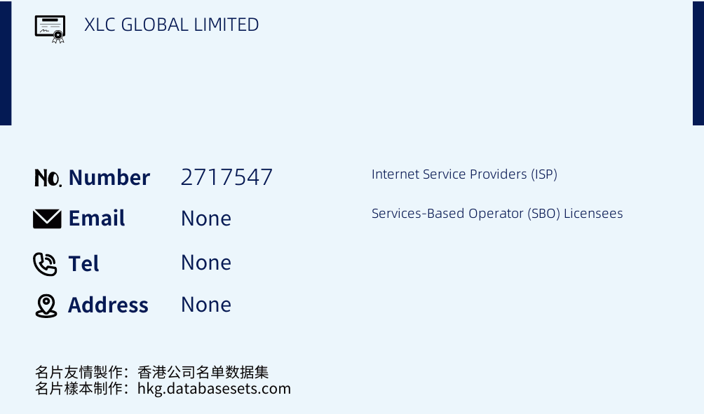 XLC GLOBAL LIMITED Business Card Sample