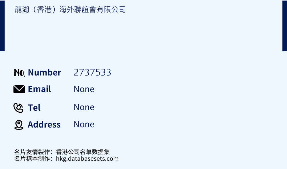 龍湖（香港）海外聯誼會有限公司 Business Card Sample
