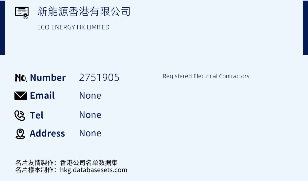 新能源香港有限公司 Business Card Sample