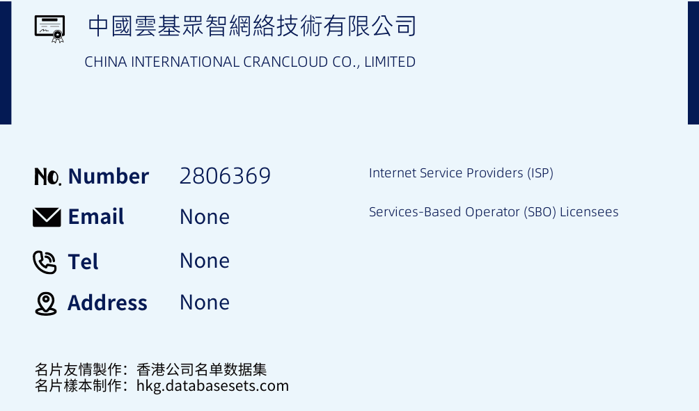 中國雲基眾智網絡技術有限公司 Business Card Sample