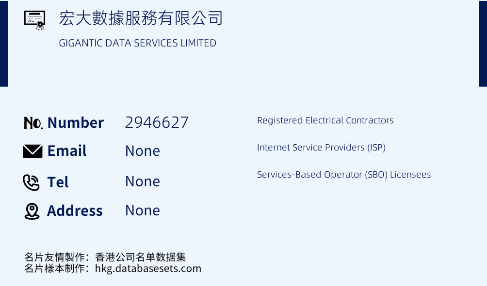 宏大數據服務有限公司 Business Card Sample