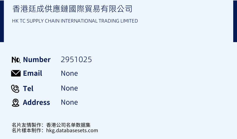 香港廷成供應鏈國際貿易有限公司 Business Card Sample