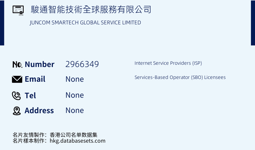 駿通智能技術全球服務有限公司 Business Card Sample