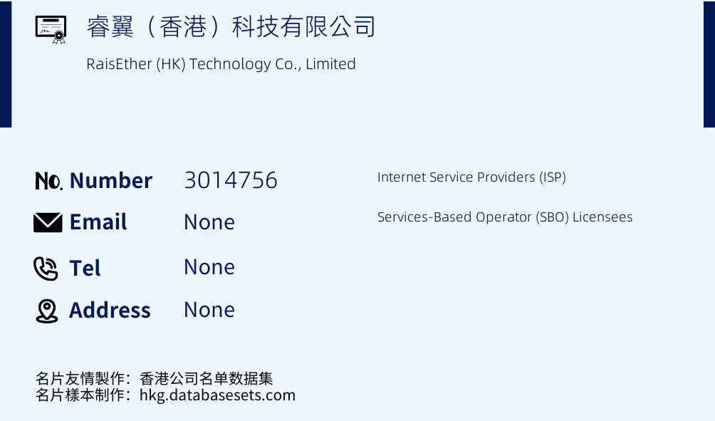 睿翼（香港）科技有限公司 Business Card Sample