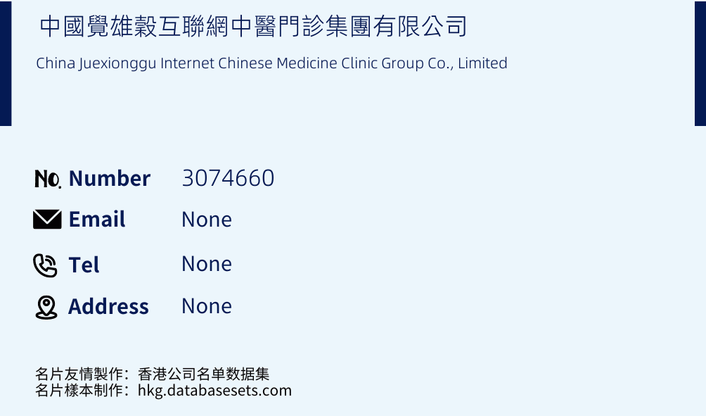 中國覺雄穀互聯網中醫門診集團有限公司 Business Card Sample