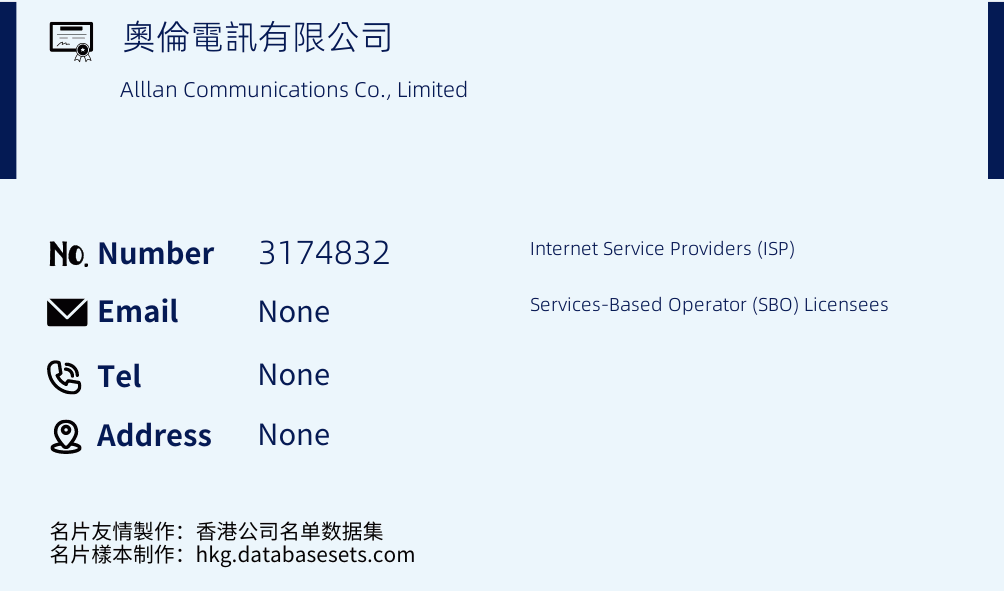 奧倫電訊有限公司 Business Card Sample