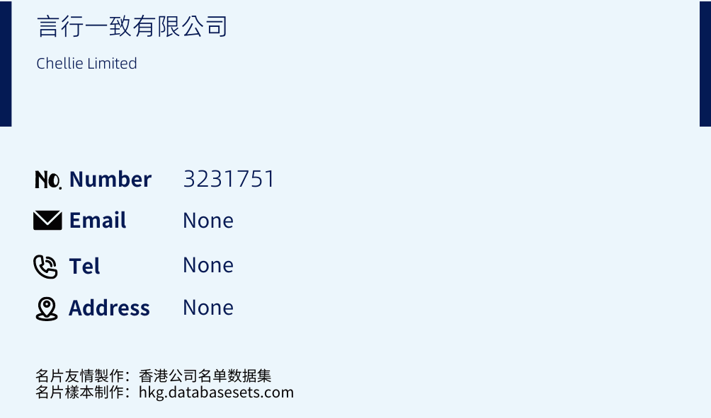 言行一致有限公司 Business Card Sample