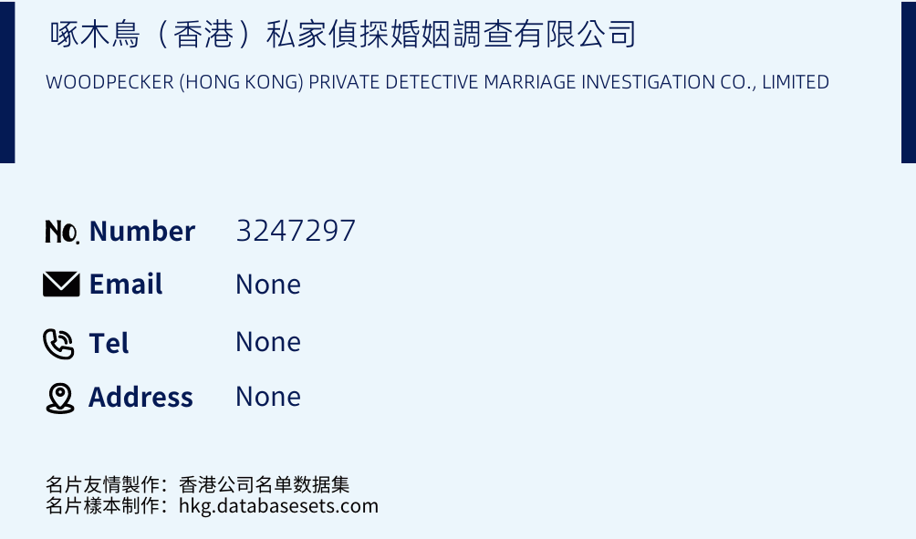 啄木鳥（香港）私家偵探婚姻調查有限公司 Business Card Sample