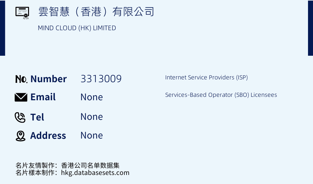 雲智慧（香港）有限公司 Business Card Sample