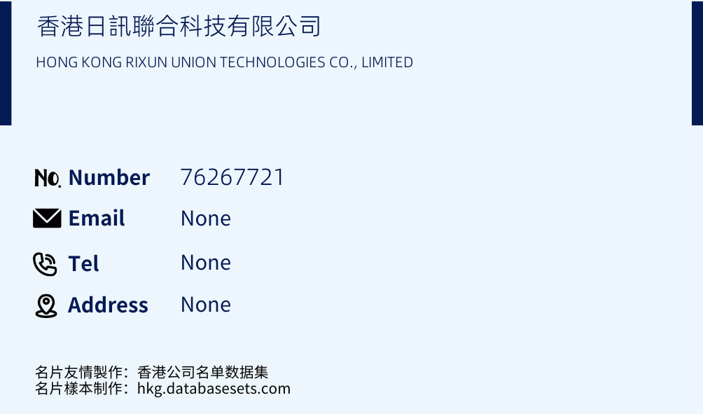 香港日訊聯合科技有限公司 Business Card Sample