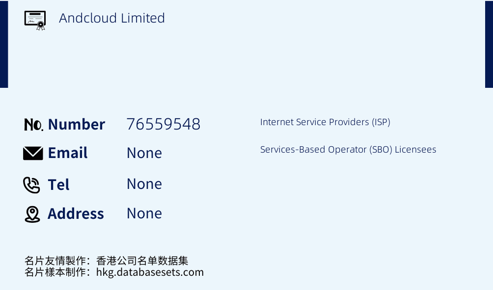 Andcloud Limited Business Card Sample